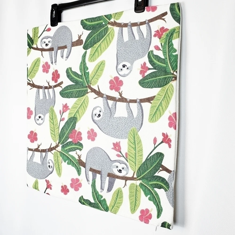 NWOT Sloth floral pillowcase jungle nursery